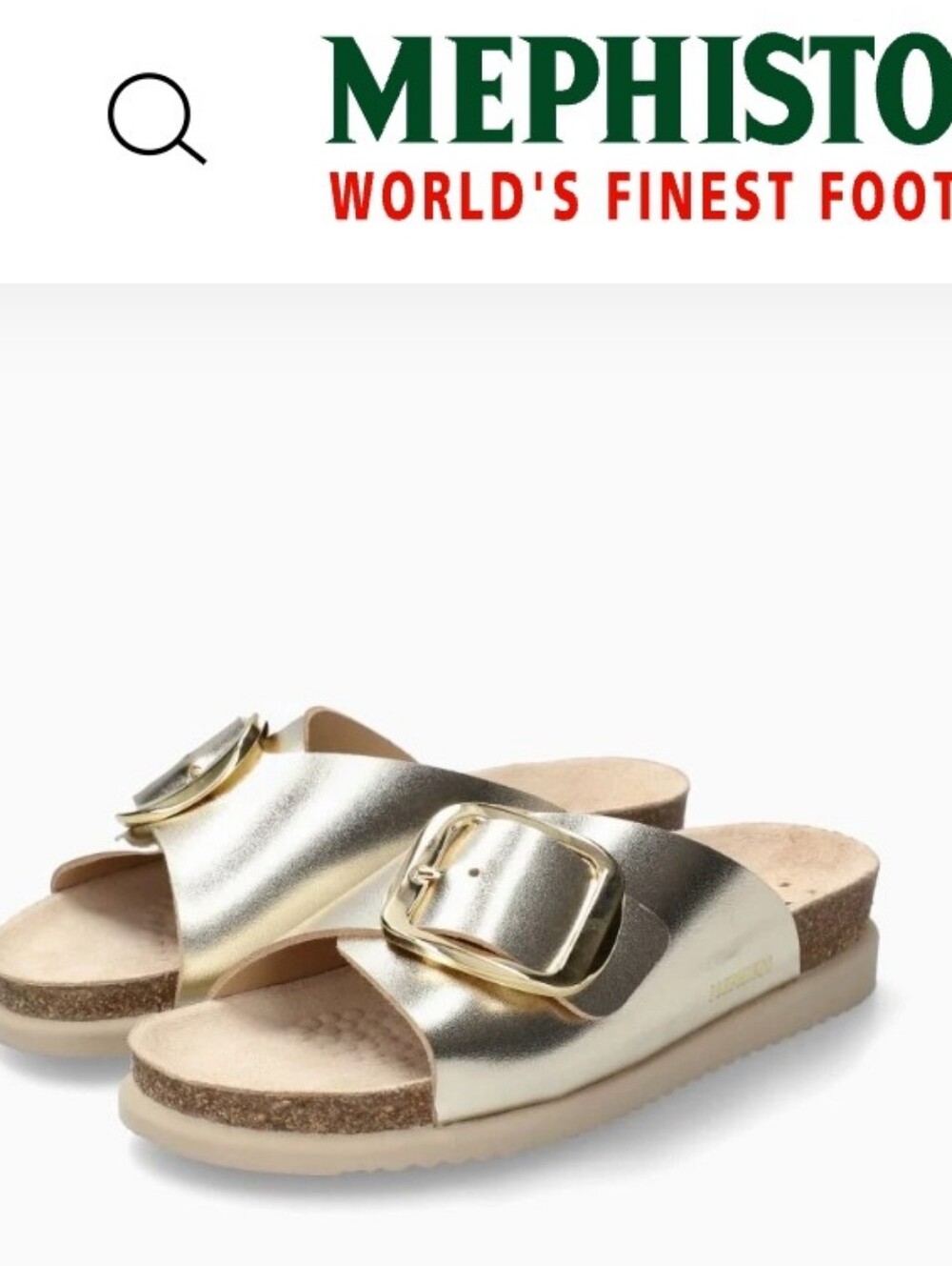 Mephisto Women's Metallic Gold Single-Buckle Slide Sandals Sz 8